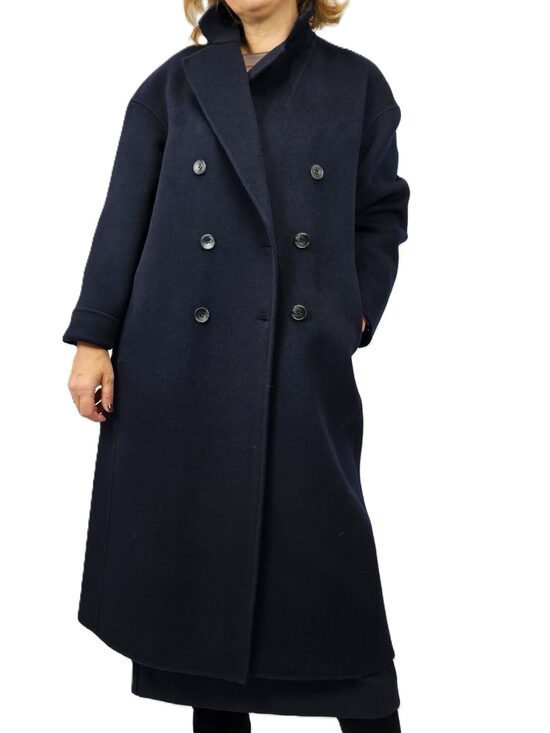 100% vilnas mētelis tumši zilā krāsā